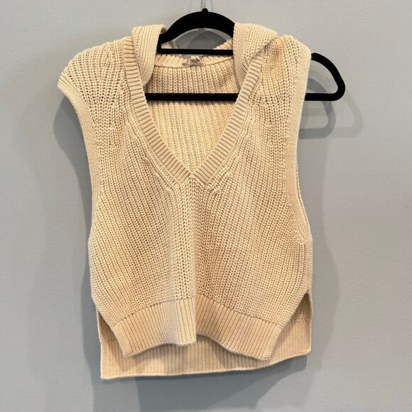 Pilcro Tops - Pilcro Womens Sleeveless Knit Top Size XS Cream Beige Boho Beachy Hooded Classic